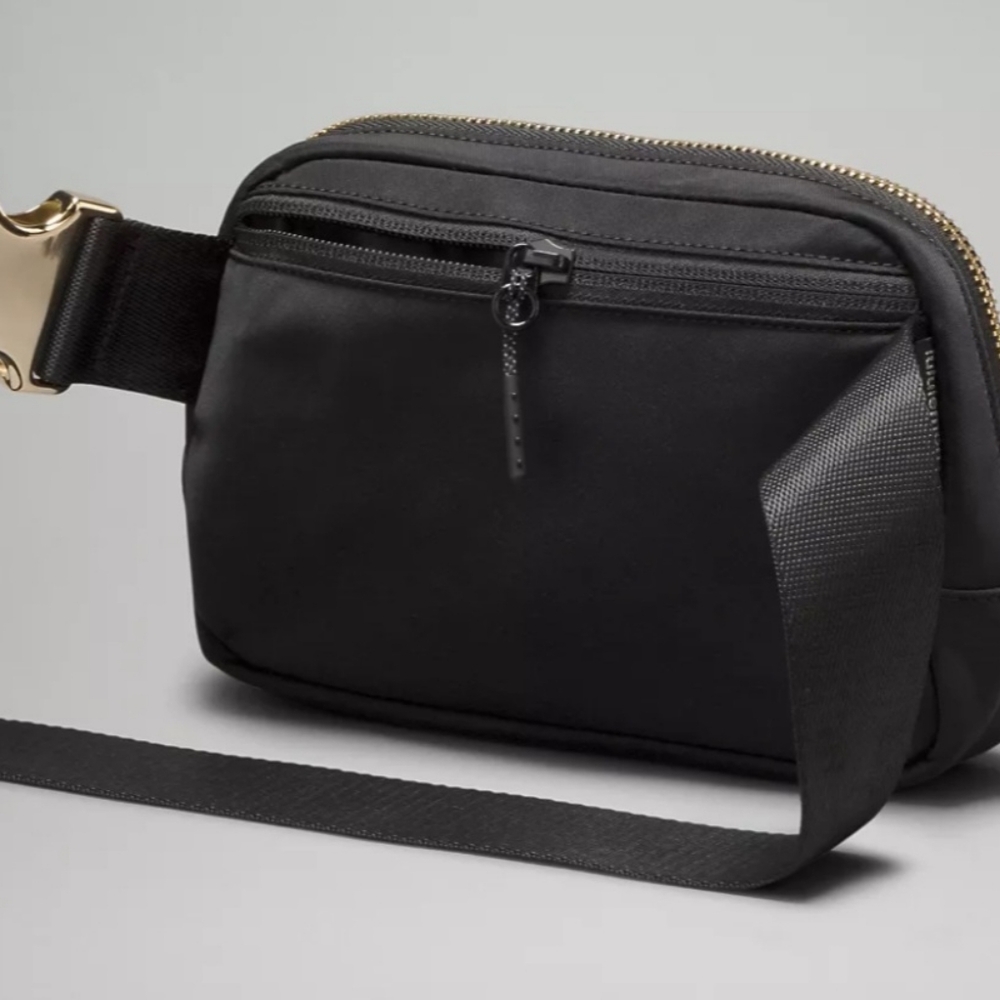 Everywhere Belt Bag 1L Black with Gold Metal Hardware